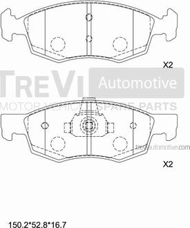 Trevi Automotive PF1362 - Bremžu uzliku kompl., Disku bremzes autodraugiem.lv