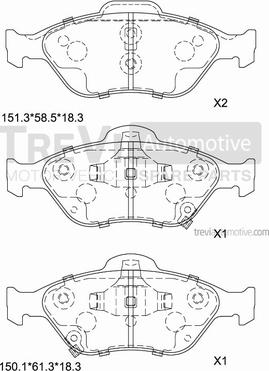 Trevi Automotive PF1300 - Bremžu uzliku kompl., Disku bremzes autodraugiem.lv