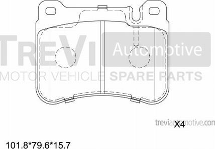 Trevi Automotive PF1308 - Bremžu uzliku kompl., Disku bremzes autodraugiem.lv