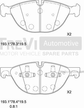 Trevi Automotive PF1388 - Bremžu uzliku kompl., Disku bremzes autodraugiem.lv