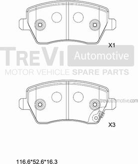 Trevi Automotive PF1383 - Bremžu uzliku kompl., Disku bremzes autodraugiem.lv