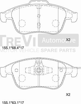 Trevi Automotive PF1382 - Bremžu uzliku kompl., Disku bremzes autodraugiem.lv