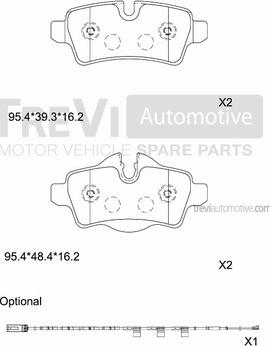 Trevi Automotive PF1335 - Bremžu uzliku kompl., Disku bremzes autodraugiem.lv