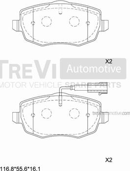 Trevi Automotive PF1336 - Bremžu uzliku kompl., Disku bremzes autodraugiem.lv