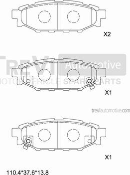 Trevi Automotive PF1322 - Bremžu uzliku kompl., Disku bremzes autodraugiem.lv