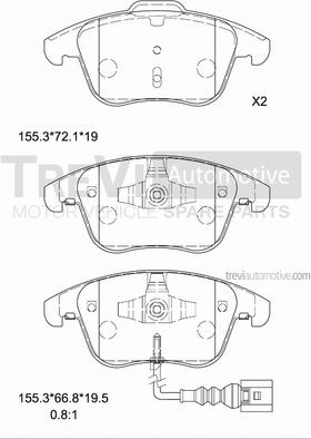 Trevi Automotive PF1375 - Bremžu uzliku kompl., Disku bremzes autodraugiem.lv