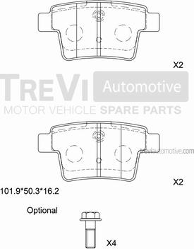 Trevi Automotive PF1298 - Bremžu uzliku kompl., Disku bremzes autodraugiem.lv