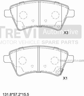 Trevi Automotive PF1292 - Bremžu uzliku kompl., Disku bremzes autodraugiem.lv