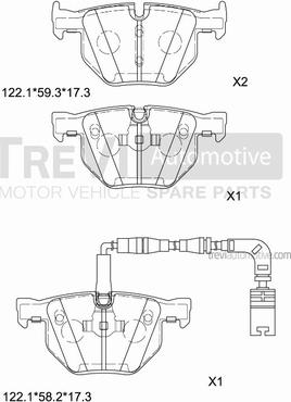 Trevi Automotive PF1249 - Bremžu uzliku kompl., Disku bremzes autodraugiem.lv