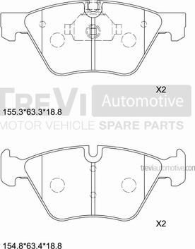 Trevi Automotive PF1256 - Bremžu uzliku kompl., Disku bremzes autodraugiem.lv