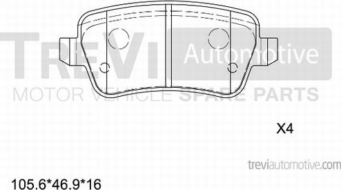 Trevi Automotive PF1264 - Bremžu uzliku kompl., Disku bremzes autodraugiem.lv