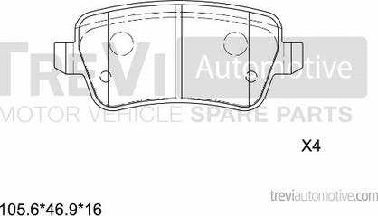 Trevi Automotive PF1265 - Bremžu uzliku kompl., Disku bremzes autodraugiem.lv