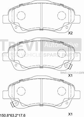 Trevi Automotive PF1209 - Bremžu uzliku kompl., Disku bremzes autodraugiem.lv