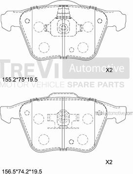 Trevi Automotive PF1201 - Bremžu uzliku kompl., Disku bremzes autodraugiem.lv