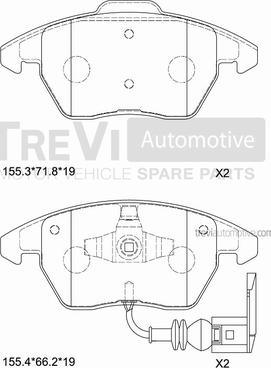 Trevi Automotive PF1207 - Bremžu uzliku kompl., Disku bremzes autodraugiem.lv