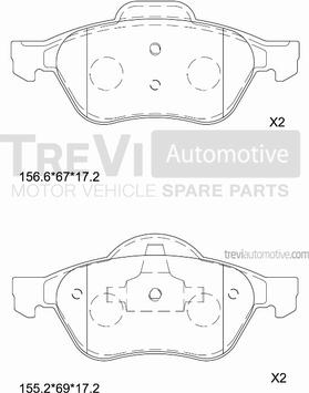 Trevi Automotive PF1289 - Bremžu uzliku kompl., Disku bremzes autodraugiem.lv