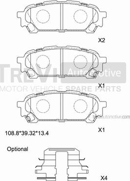 Trevi Automotive PF1286 - Bremžu uzliku kompl., Disku bremzes autodraugiem.lv