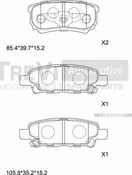 Trevi Automotive PF1280 - Bremžu uzliku kompl., Disku bremzes autodraugiem.lv