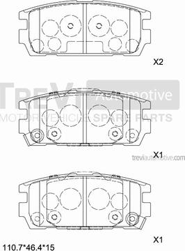 Trevi Automotive PF1282 - Bremžu uzliku kompl., Disku bremzes autodraugiem.lv