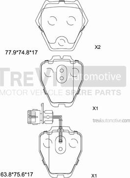 Trevi Automotive PF1233 - Bremžu uzliku kompl., Disku bremzes autodraugiem.lv