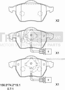 Trevi Automotive PF1237 - Bremžu uzliku kompl., Disku bremzes autodraugiem.lv