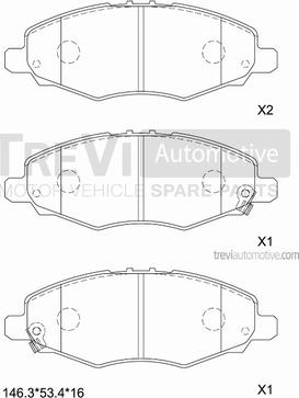 Trevi Automotive PF1279 - Bremžu uzliku kompl., Disku bremzes autodraugiem.lv