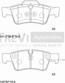 Trevi Automotive PF1276 - Bremžu uzliku kompl., Disku bremzes autodraugiem.lv