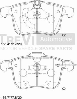 Trevi Automotive PF1278 - Bremžu uzliku kompl., Disku bremzes autodraugiem.lv