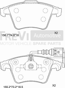 Trevi Automotive PF1273 - Bremžu uzliku kompl., Disku bremzes autodraugiem.lv