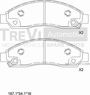 Trevi Automotive PF1272 - Bremžu uzliku kompl., Disku bremzes autodraugiem.lv