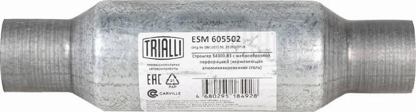 Trialli ESM 605502 - Vidējais izpl. gāzu trokšņa slāpētājs, Universāls autodraugiem.lv