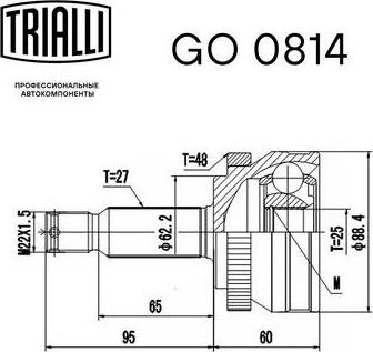 Trialli GO 0814 - Šarnīru komplekts, Piedziņas vārpsta autodraugiem.lv