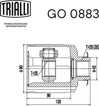 Trialli GO 0883 - Šarnīru komplekts, Piedziņas vārpsta autodraugiem.lv