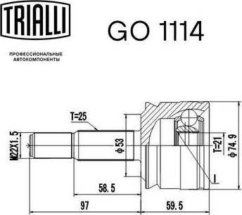 Trialli GO 1114 - Šarnīru komplekts, Piedziņas vārpsta autodraugiem.lv