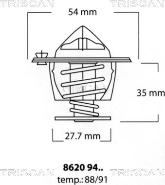 Triscan 8620 9491 - Termostats, Dzesēšanas šķidrums autodraugiem.lv