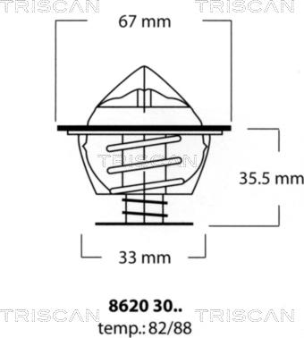 Triscan 8620 3082 - Termostats, Dzesēšanas šķidrums autodraugiem.lv