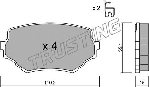 Trusting 258.0 - Bremžu uzliku kompl., Disku bremzes autodraugiem.lv