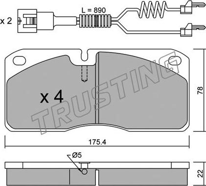 Trusting 278.3W - Bremžu uzliku kompl., Disku bremzes autodraugiem.lv