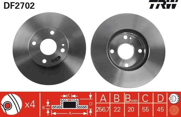 TRW DF2702 - Bremžu diski autodraugiem.lv
