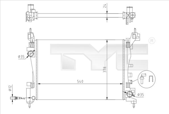 TYC 725-0044-R - Radiators, Motora dzesēšanas sistēma autodraugiem.lv