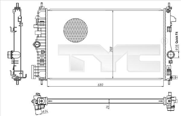 TYC 725-0047 - Radiators, Motora dzesēšanas sistēma autodraugiem.lv