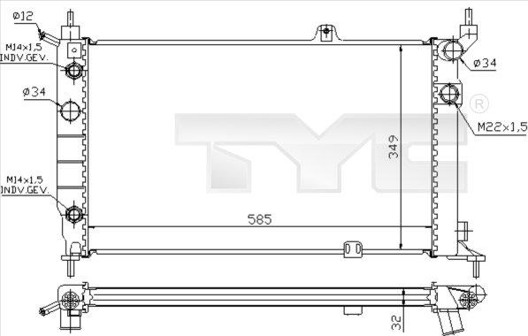 TYC 725-0002 - Radiators, Motora dzesēšanas sistēma autodraugiem.lv