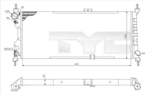 TYC 725-0019-R - Radiators, Motora dzesēšanas sistēma autodraugiem.lv