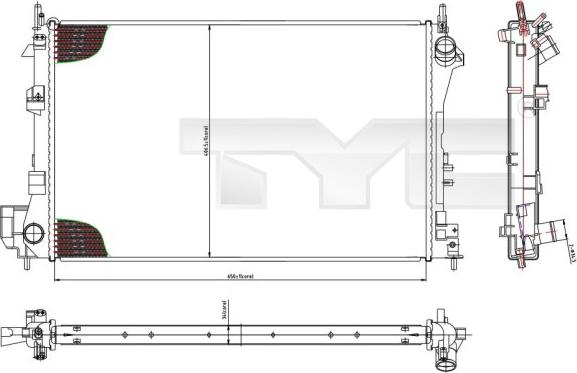 TYC 725-0010 - Radiators, Motora dzesēšanas sistēma autodraugiem.lv