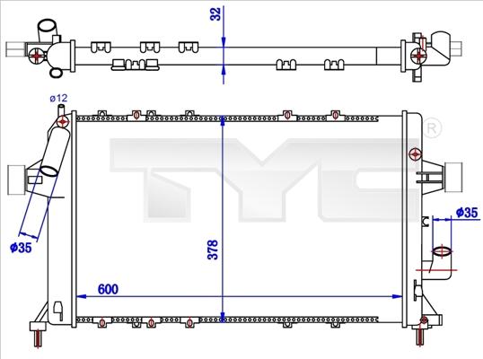 TYC 725-0039-R - Radiators, Motora dzesēšanas sistēma autodraugiem.lv