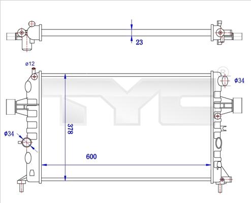 TYC 725-0038-R - Radiators, Motora dzesēšanas sistēma autodraugiem.lv