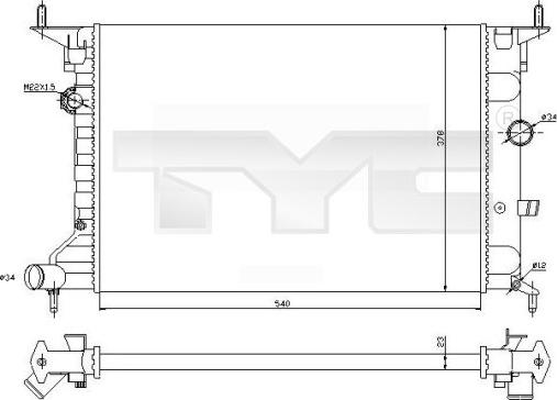 TYC 725-0026-R - Radiators, Motora dzesēšanas sistēma autodraugiem.lv