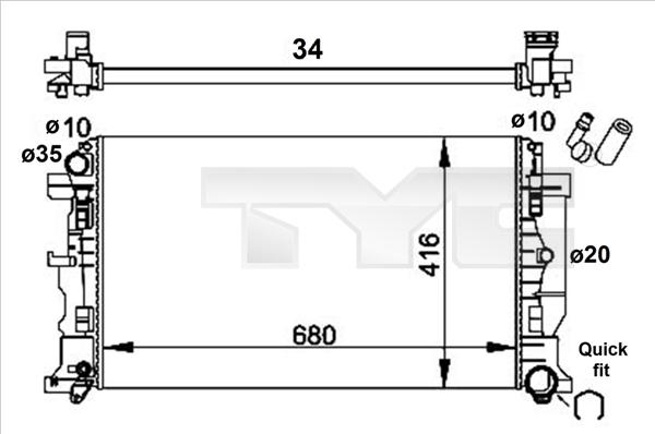 TYC 721-0014-R - Radiators, Motora dzesēšanas sistēma autodraugiem.lv