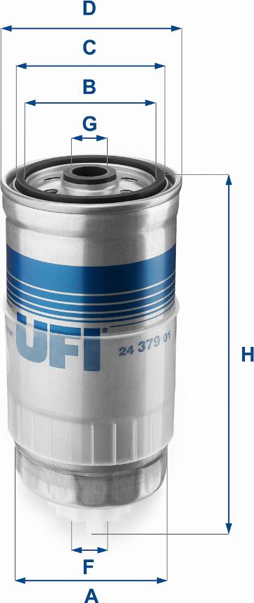 UFI 24.379.01 - Degvielas filtrs autodraugiem.lv