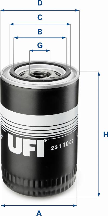 UFI 23.110.02 - Eļļas filtrs autodraugiem.lv